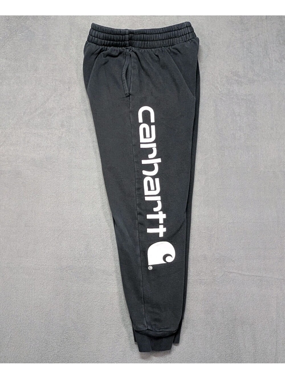 Carhartt Pants Large Youth Black Fleece Spellout Logo Sweatpants Jogger Boys L